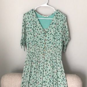 Mint Green Floral Maxi Dress